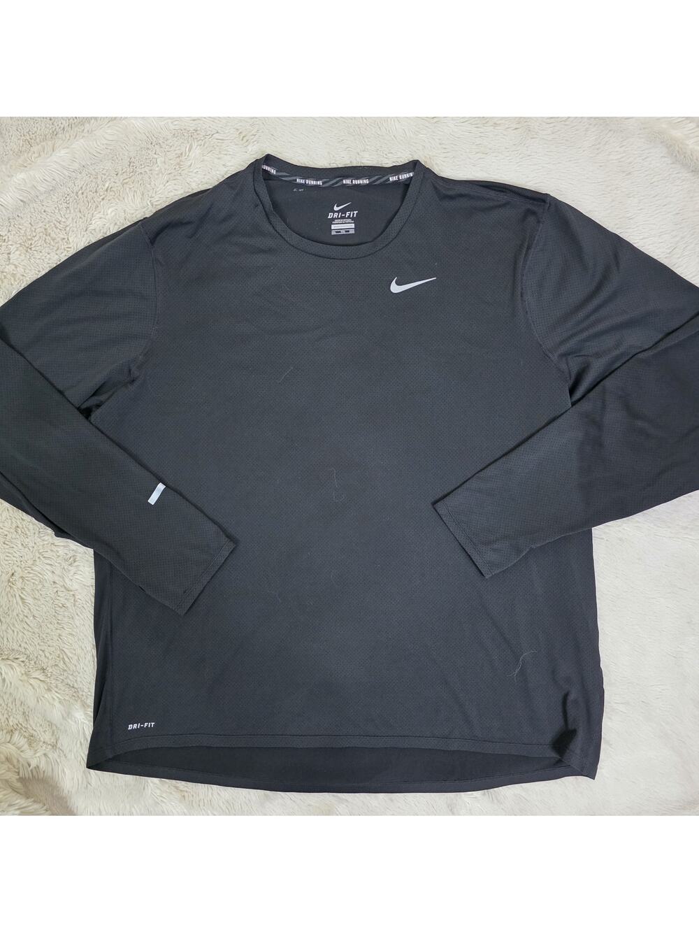Nike Men’s Dri-Fit Contour Running Shirt LS Athletic Top Teal Black Size XXL